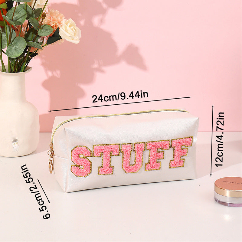 Towel Embroidery Letter Octagonal Storage Portable Cosmetic Bags