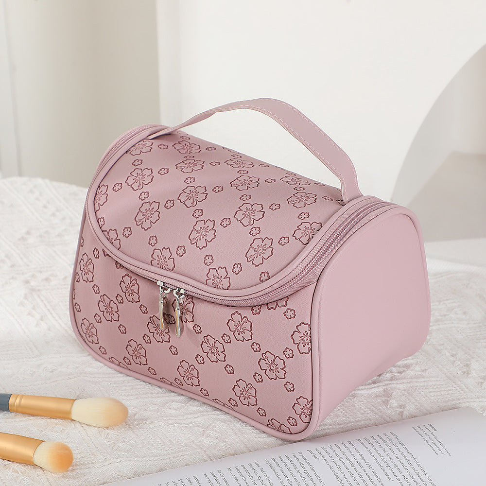 Women's Large Capacity Retro Embossing Storage Portable Outing Makeup Bag
