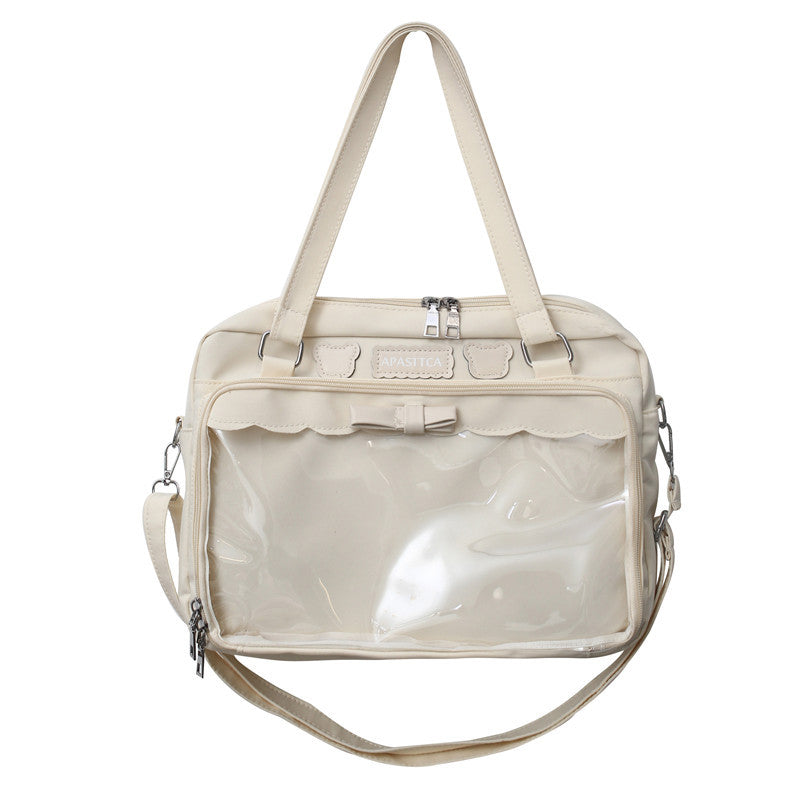Portable Soft Uniform Cute Bow Transparent Crossbody Bags