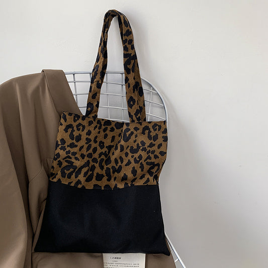 Women's Leopard Print Canvas Large Capacity Artistic Shoulder Bags