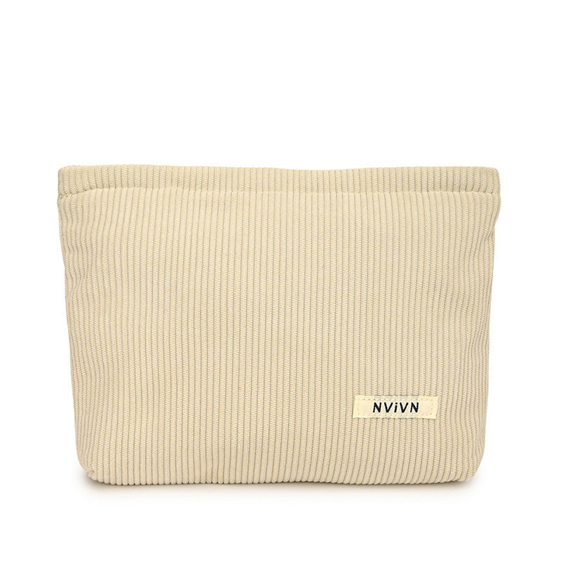 Women's Corduroy Solid Color Large Capacity Buggy Wash Cosmetic Bags
