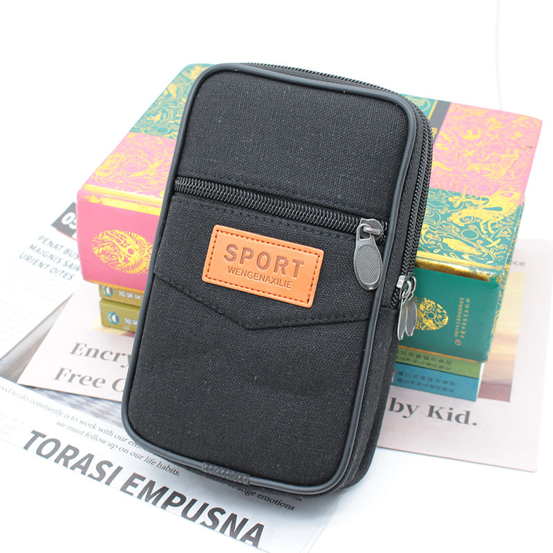 Men's Canvas Horizontal Vertical Zipper Construction Site Phone Bags
