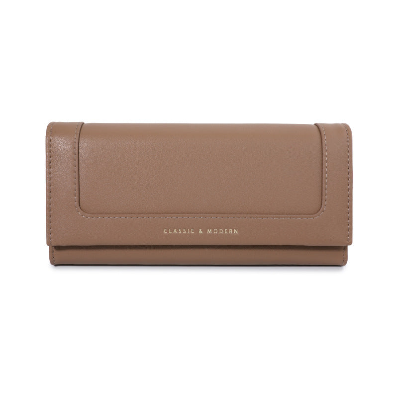 Women's Long Good-looking Lady's Simple Elegant Three-fold Ladies Wallet