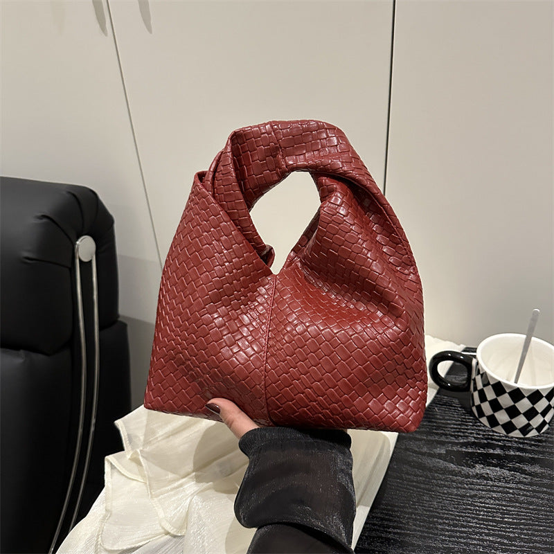 Retro Large Capacity Spring Simple Pure Color Trendy Woven Bags