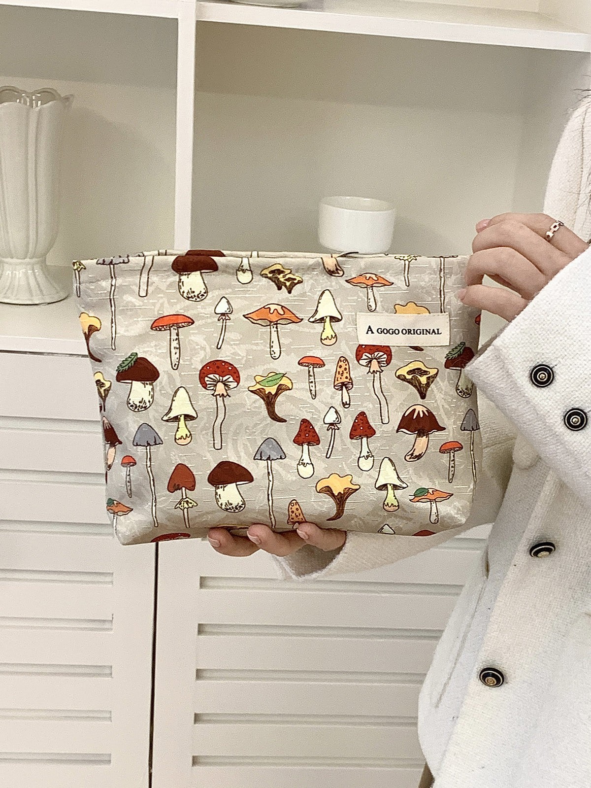 Mushroom Portable Skin Care Wash Clutch Buggy Cosmetic Bags