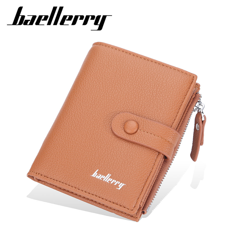 Women's Short Litchi Pattern Multiple Slots Hasp Ladies Wallet