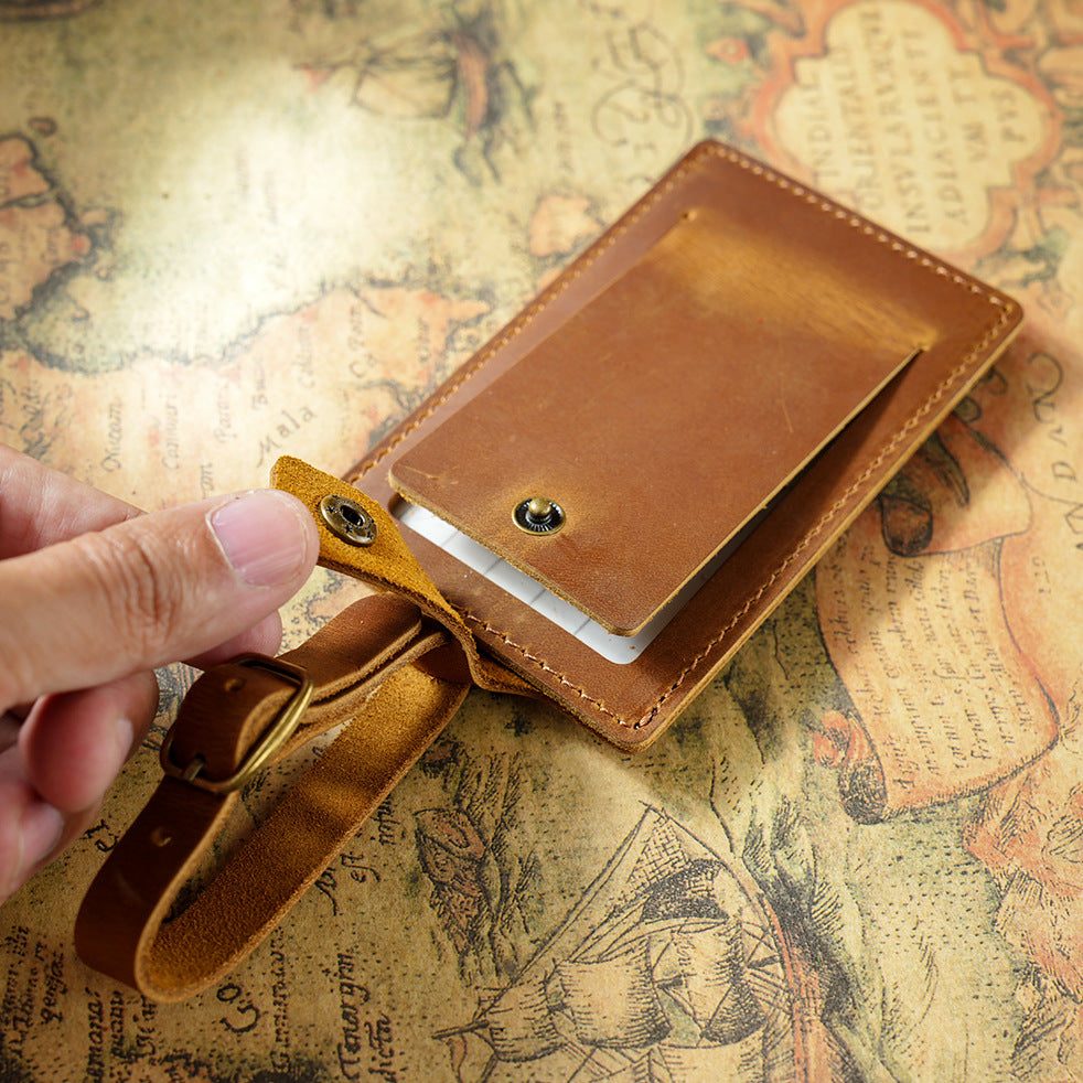 Cowhide Aircraft Creative Suitcase Tag Consignment Card Holder