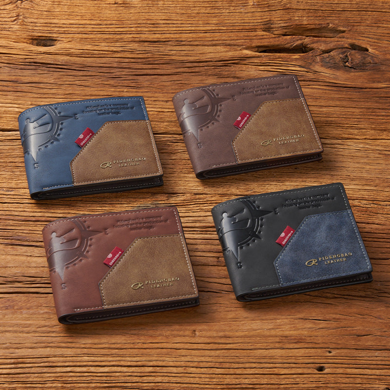 Men's Green Fashion Large Capacity Embossed Contrast Men's Wallet