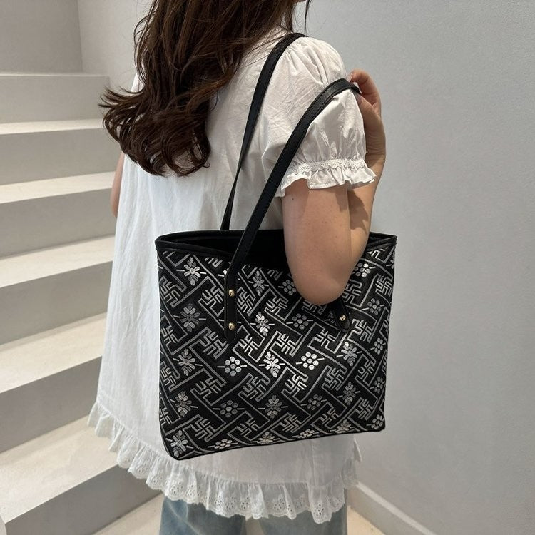 Women's Style Plaid Portable Summer Large Capacity Underarm Women's Shoulder Bag