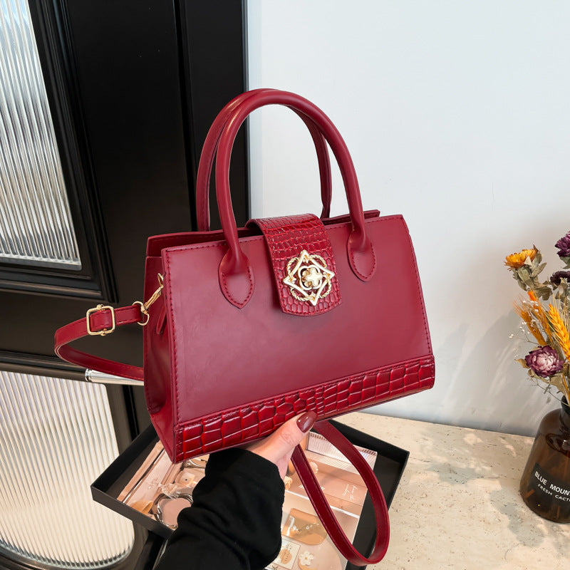 Fashion Crocodile Pattern Stitching Texture Elegant Large Women's Shoulder Bag