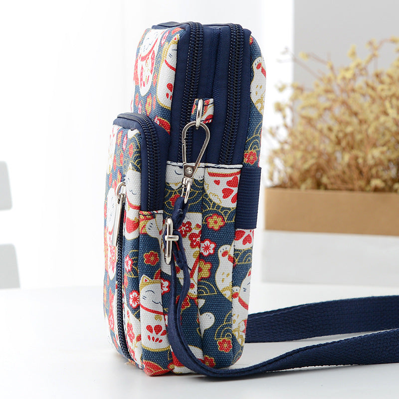 Women's Style Mobile Canvas Large Screen Vertical Phone Bags