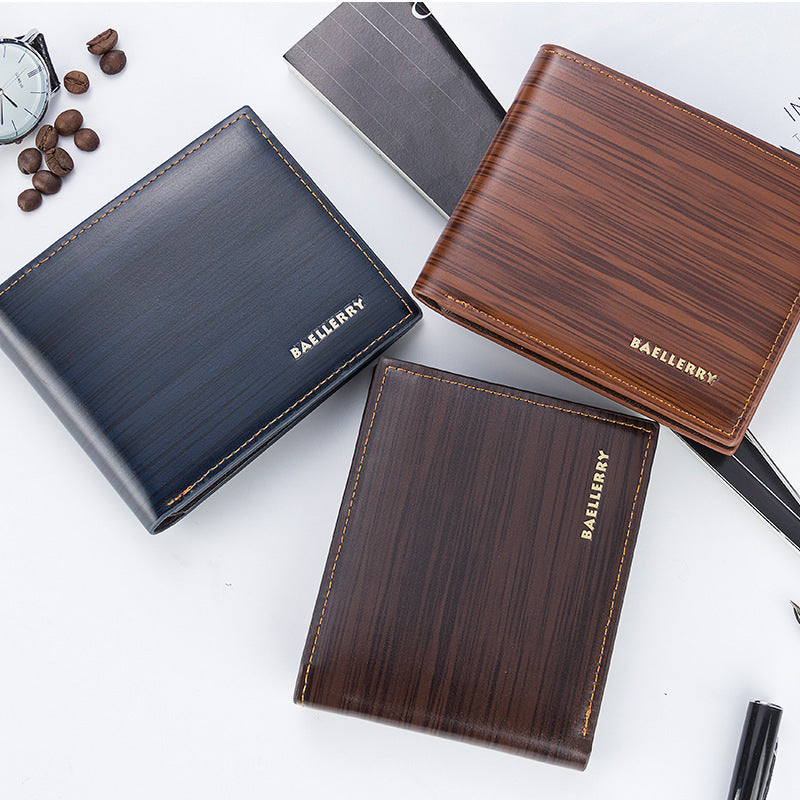 Attractive Men's Short Horizontal Bark Pattern Men's Wallet
