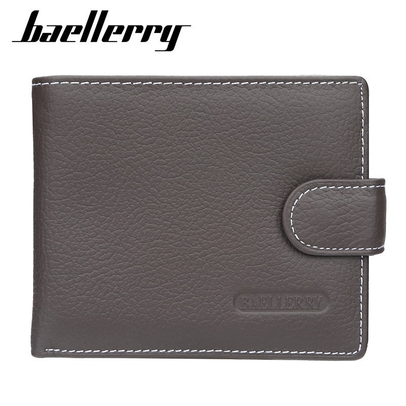 Men's Short Genuine Leather Retro Horizontal Simple Zipper Men's Wallets