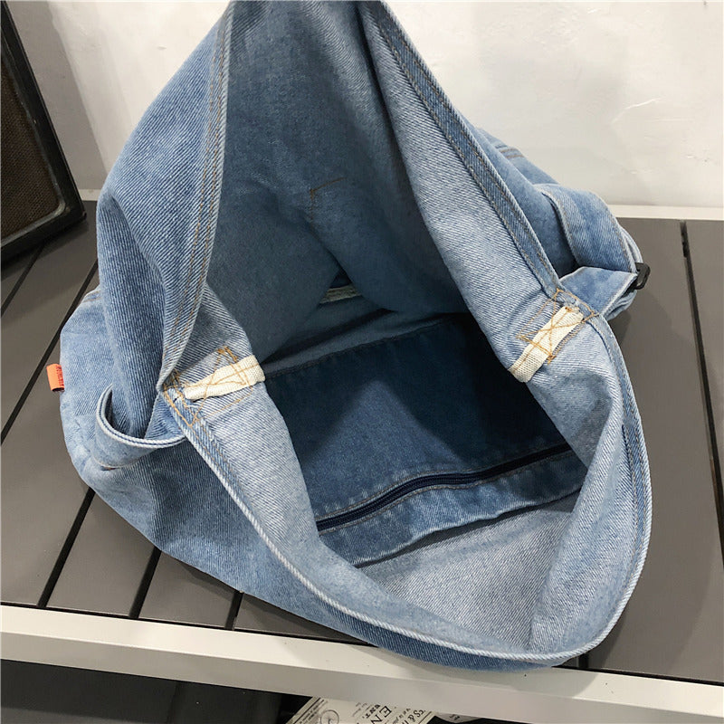 Women's Style Denim Canvas Korean Retro College Leisure Shopping Backpacks