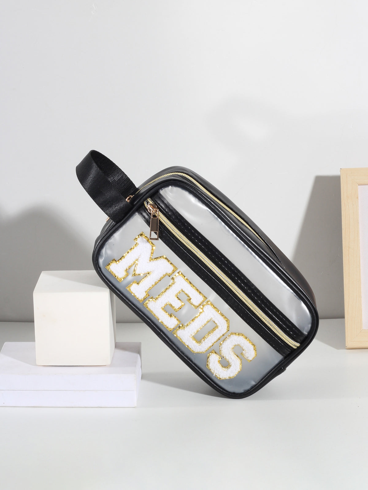 Transparent Hand Embroidered Letter Portable Cosmetics Bags