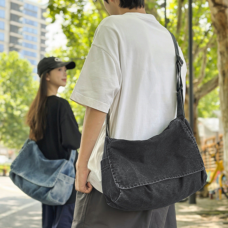 Women's Style Washed Denim Canvas Large Capacity Artistic Women's Messenger Bag
