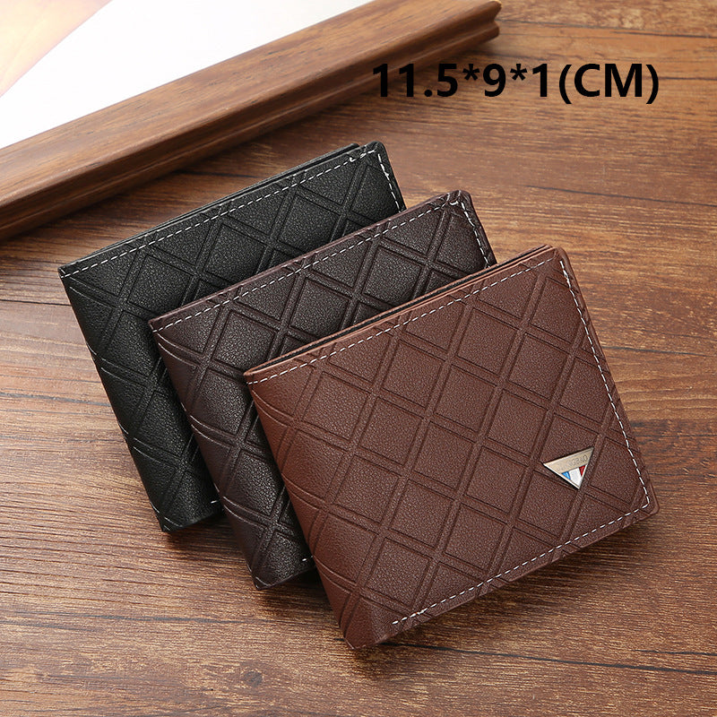 Men's Youth Fashion Plaid Multiple Slots Thin Men's Wallets