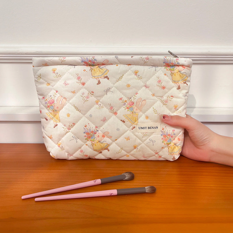 Gentle Cartoon Thickened Zipper Wash Heart Portable Makeup Bag