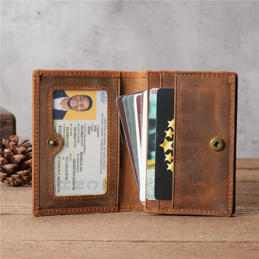 Men's Cattlehide Leather Surface Crazy Horse Large Card Holder