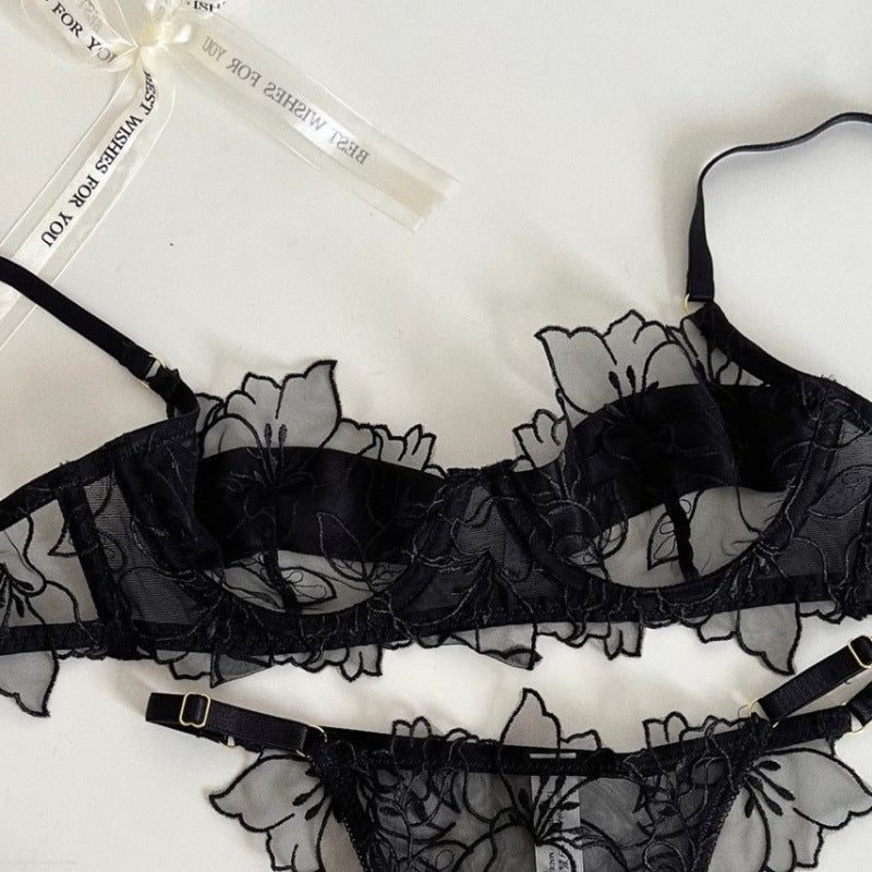 Thin Cup Triangle Steel Ring Red Bras
