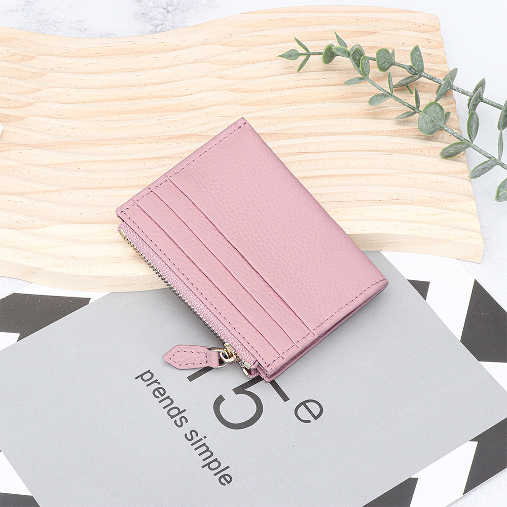 Women's Genuine Leather Fashion Mini Cowhide Certificate Ladies Wallet