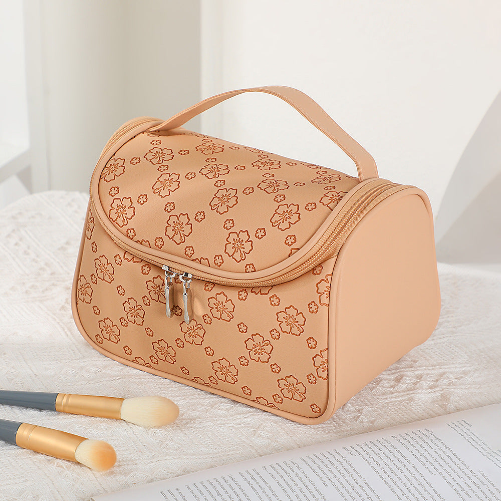 Women's Large Capacity Retro Embossing Storage Portable Outing Makeup Bag