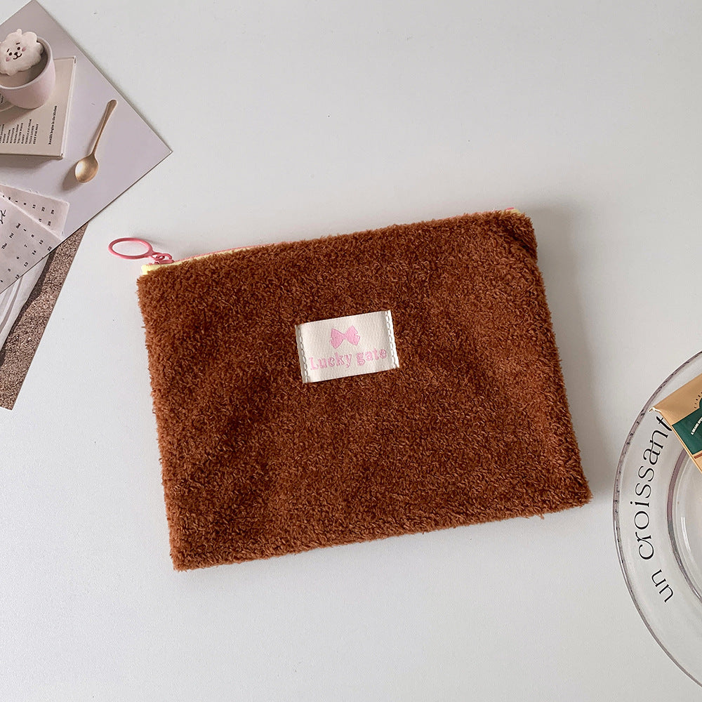 Korean Style Plush Simple Cosmetics Storage Change Earphone Cosmetic Bags