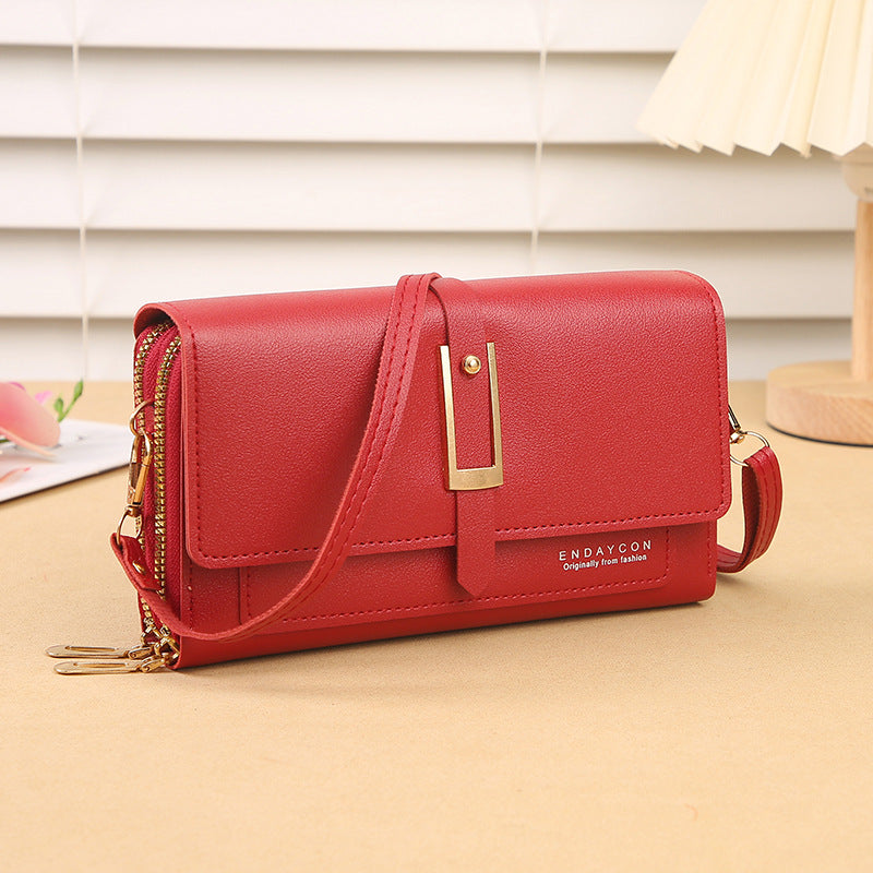 Women's Korean Stylish Versatile Zipper Solid Color Shoulder Bags