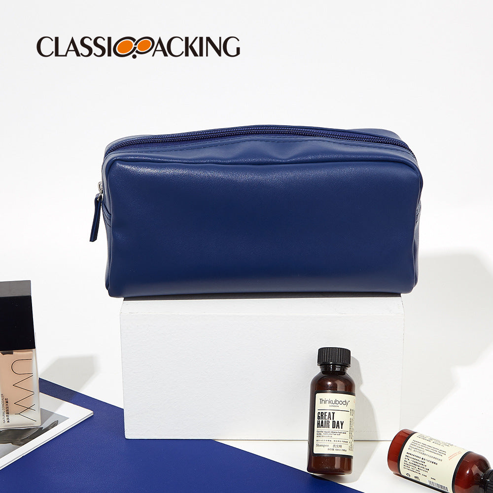 Women's & Men's & Solid Color Wash Leather Waterproof Cosmetic Bags