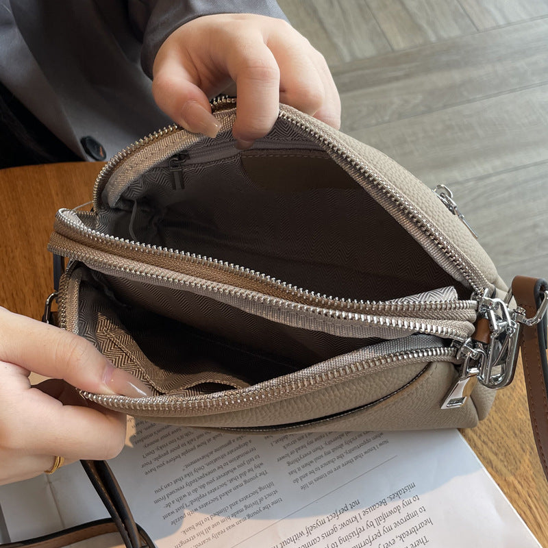Women's Mobile Summer First Layer Cowhide Large Capacity Soft Leather Women's Messenger Bag