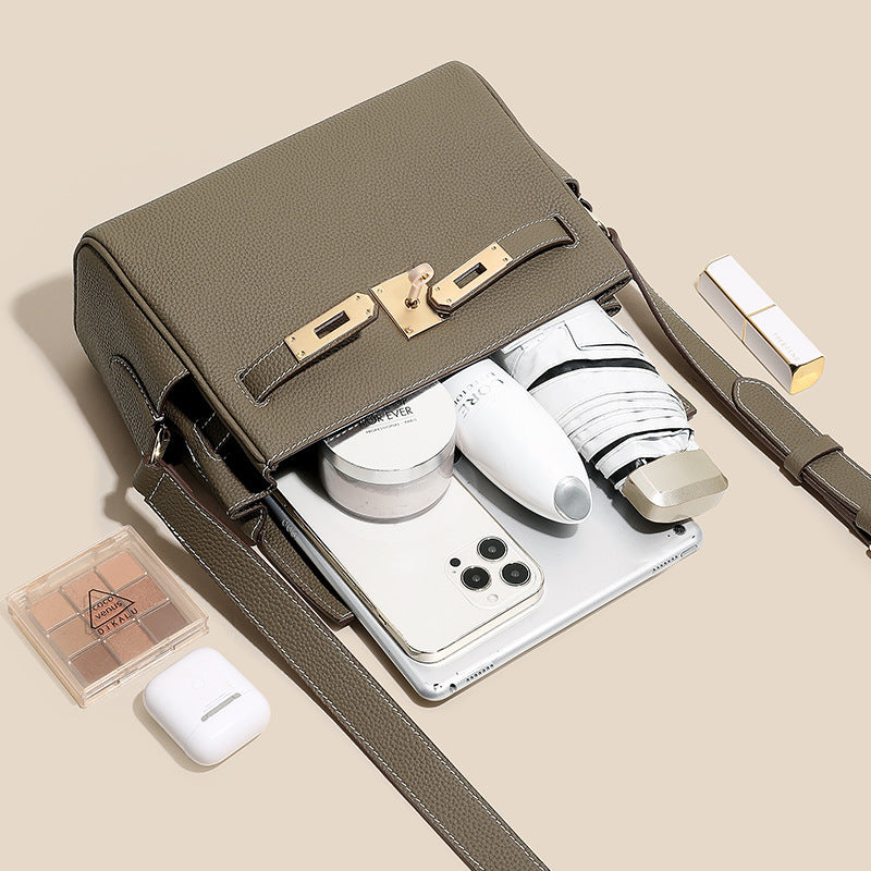 Layer Cowhide Kelly Versatile Retro High Sense Lock