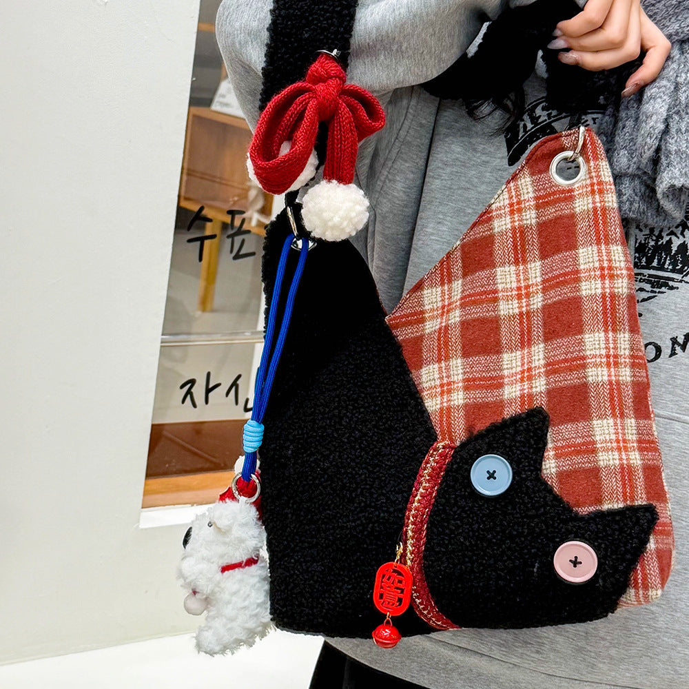Women's Good-looking Cute Cat Canvas Large Capacity Women's Shoulder Bag