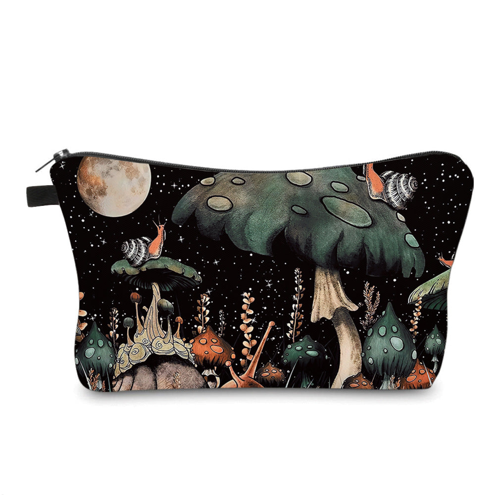 Mushroom Printing Portable Storage Wash Size Cosmetic Bags