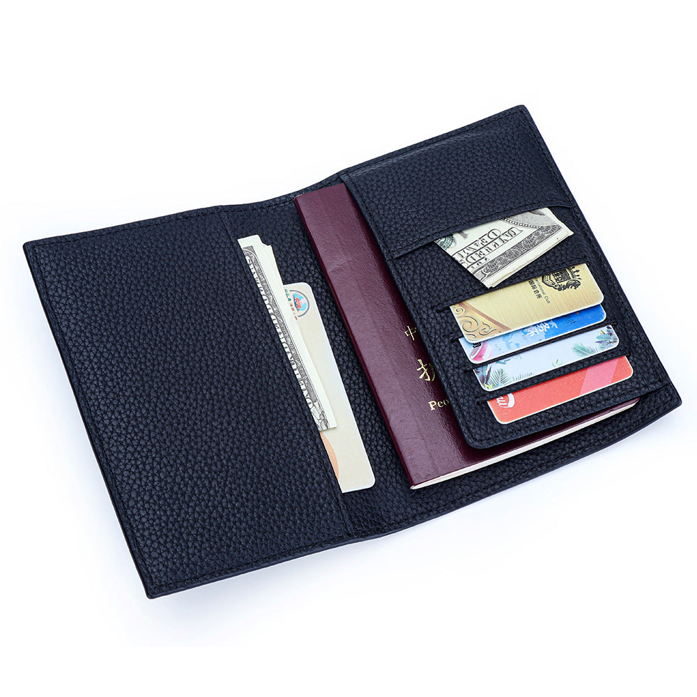 Women's & Men's Pure First Layer Cowhide Passport Fashion Thin Leather Ladies Wallet