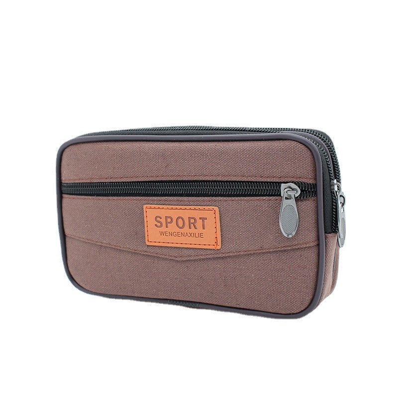 Men's Canvas Horizontal Vertical Zipper Construction Site Phone Bags