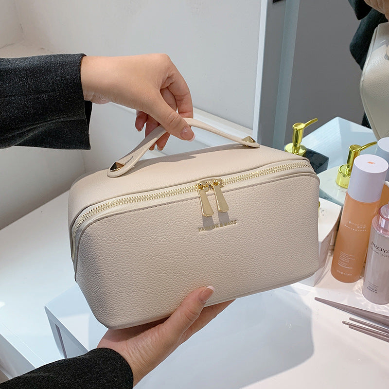 Good-looking Large Capacity Leather Wash Cosmetics Cosmetic Bags