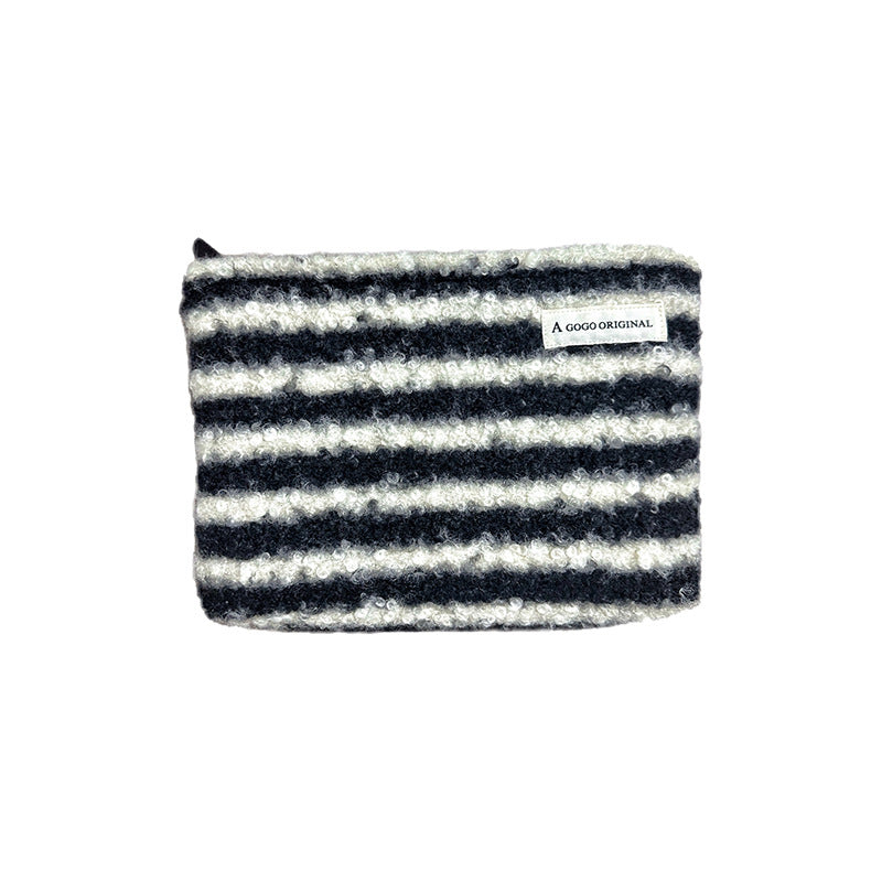 Striped Contrast Color Large Capacity Portable Makeup Bag