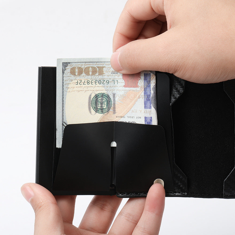 Men's Carbon Fiber Aluminum Alloy Automatic Pinball Men's Wallet