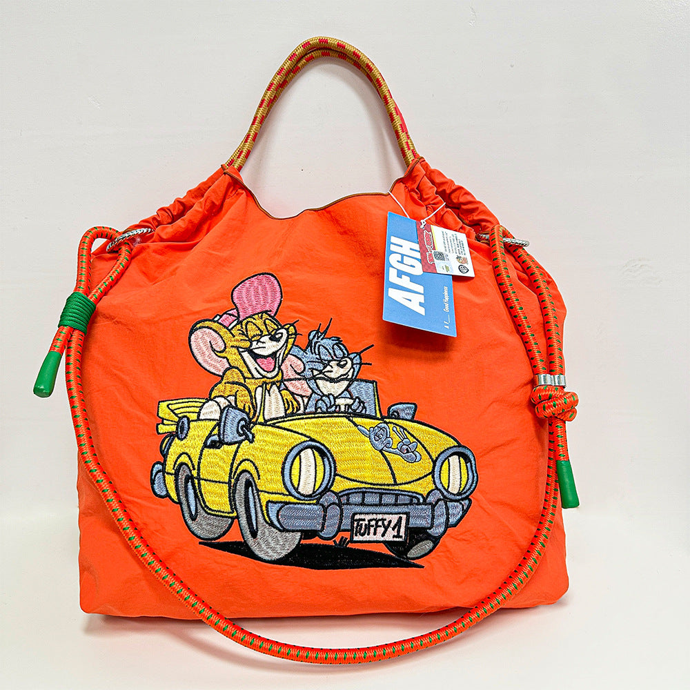 Authorized Embroidered Shopping Female Cartoon Fashion Portable Shoulder Bags