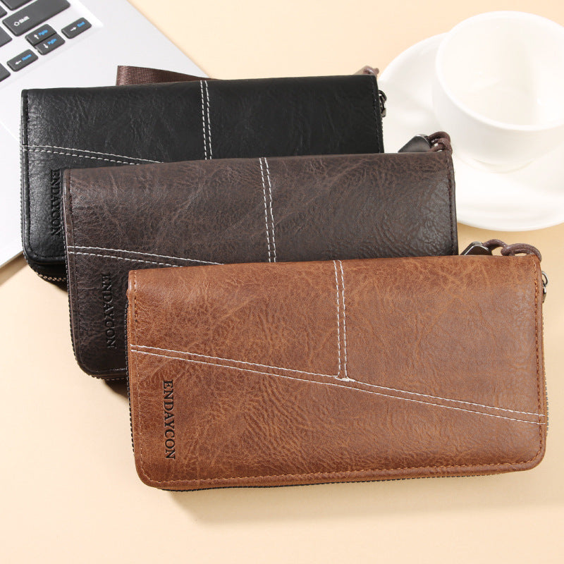 Men's Long Multiple Slots Large Capacity Zipper Phone Bags