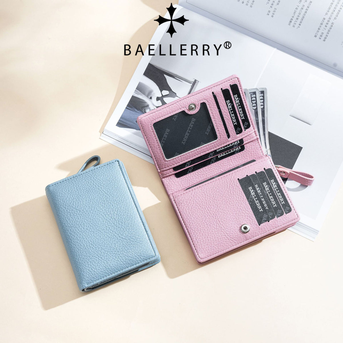 Women's Color Lychee Pattern Multiple Slots Soft Leather Ladies Wallet