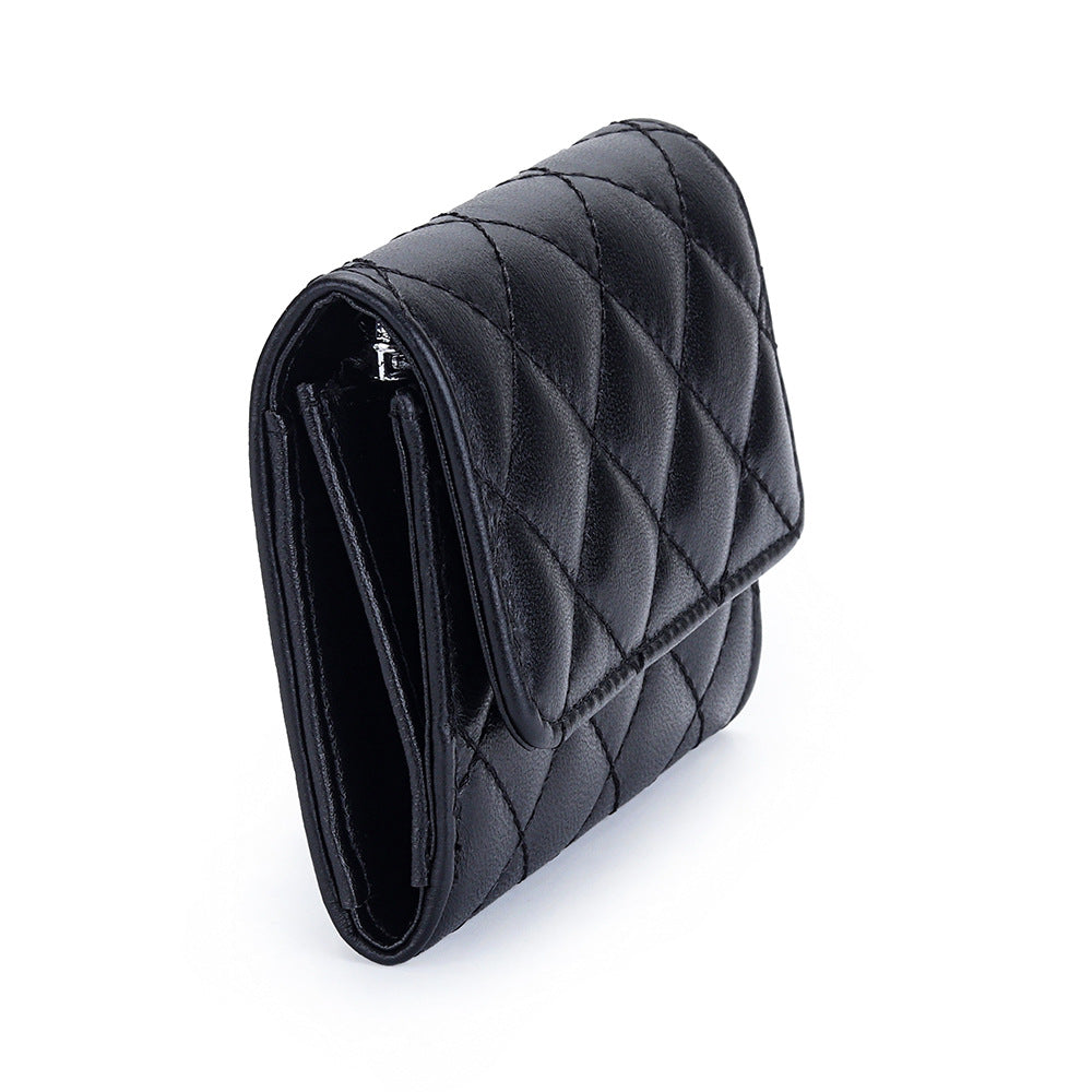 Women's Genuine Leather Short Fashion Rhombus Storage Ladies Wallet