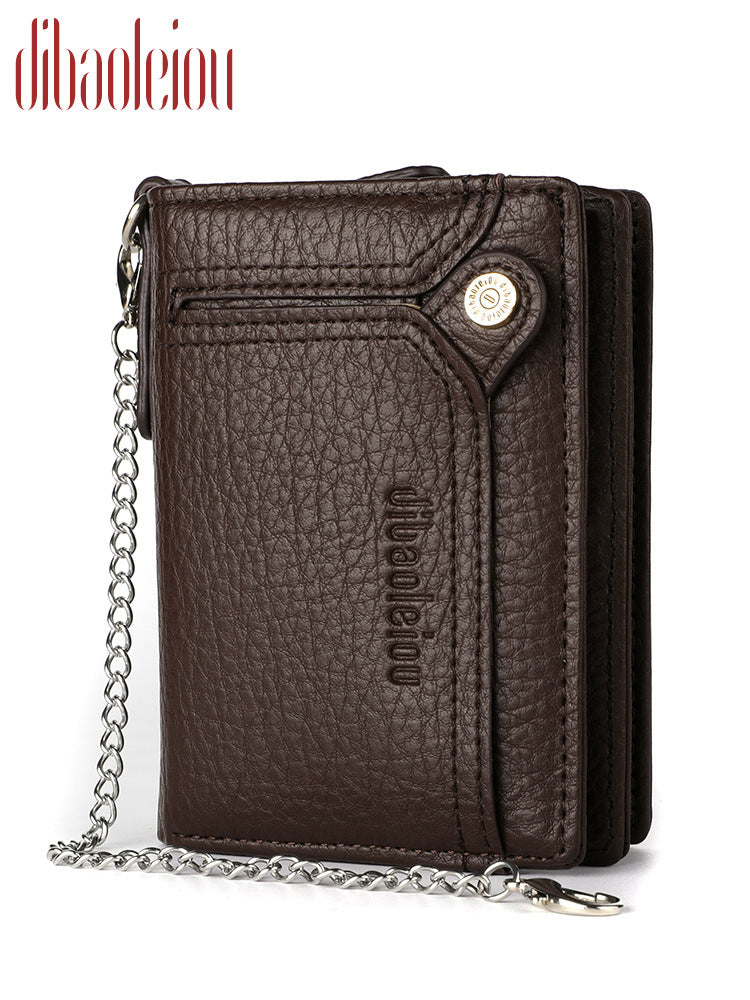 Men's Chain Retro Driving License Zipper Men's Wallets