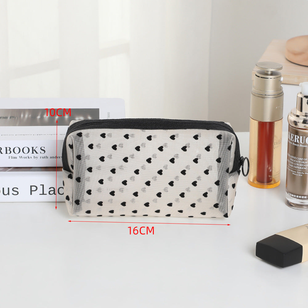 Women's Mesh Style Super Hot Portable Love Makeup Bag