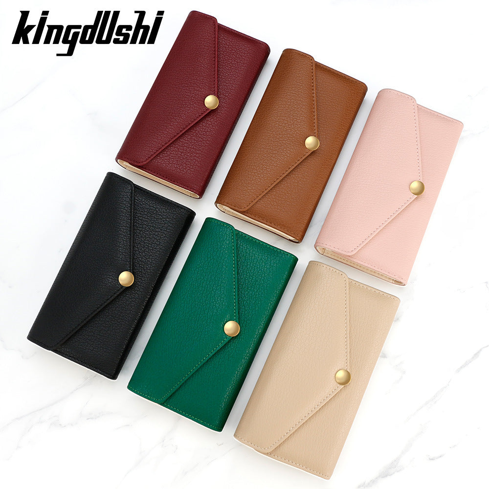 Women's Fashion Magnetic Snap Long Clutch Imitation Leather Multiple Slots Large Ladies Wallet