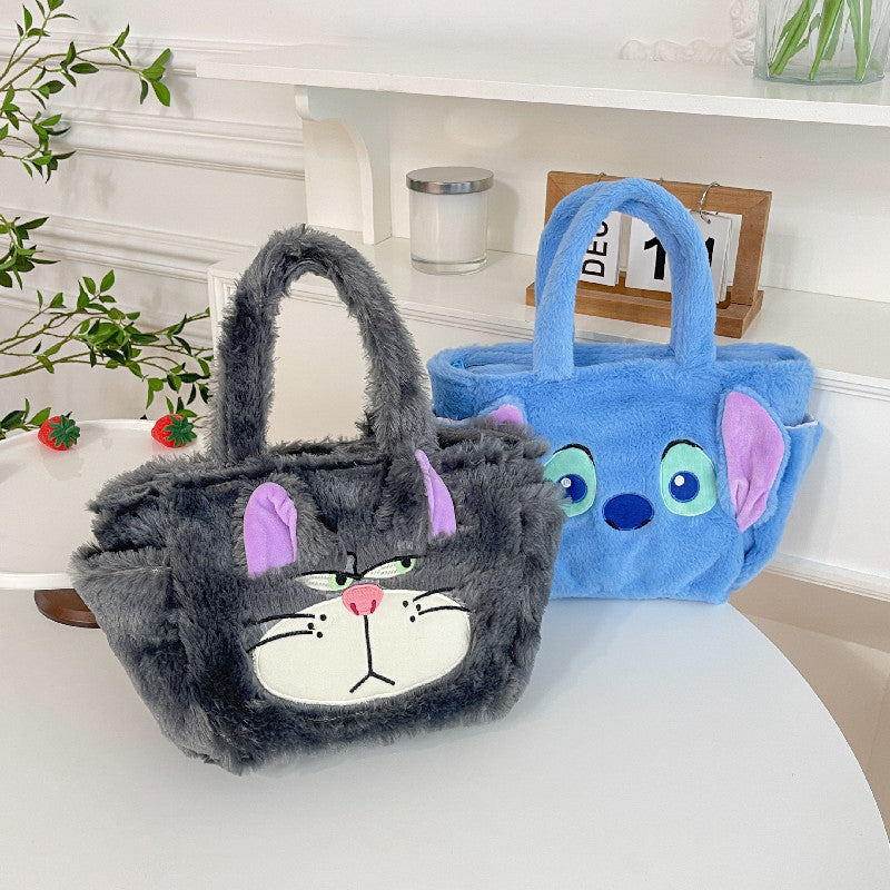 Plush Heart Cute Stitch Lucifer Cat Shoulder Bags
