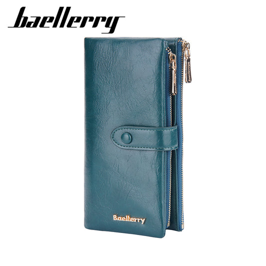 Women's Korean Style Oil Wax Leather Large Ladies Wallets