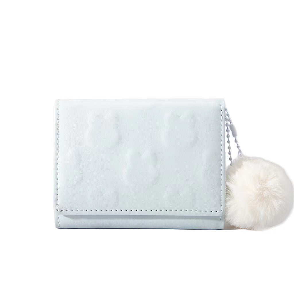 Korean Style Simple Cute Rabbit Design Fur Ball Ladies Wallets