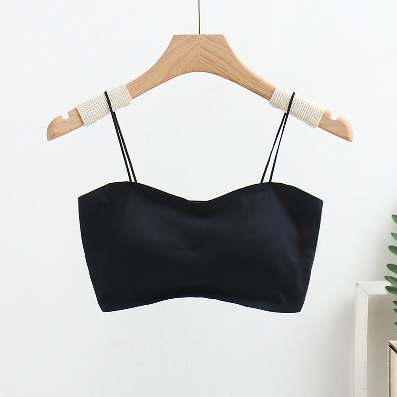 Women's Fixed Cup Backless Simple Comfortable Thin Strap Tube Top Everyday Bras