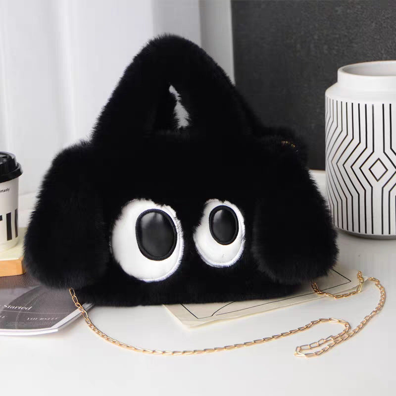 Women's Big Eye Dog Plush Cute Cartoon Portable Large Small Square Bags